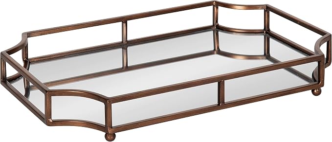 Kate and Laurel Ciel Modern Scalloped Tray; 19 x 13 x 3. Bronze; Decorative Mirrored Tray for Storage and Display