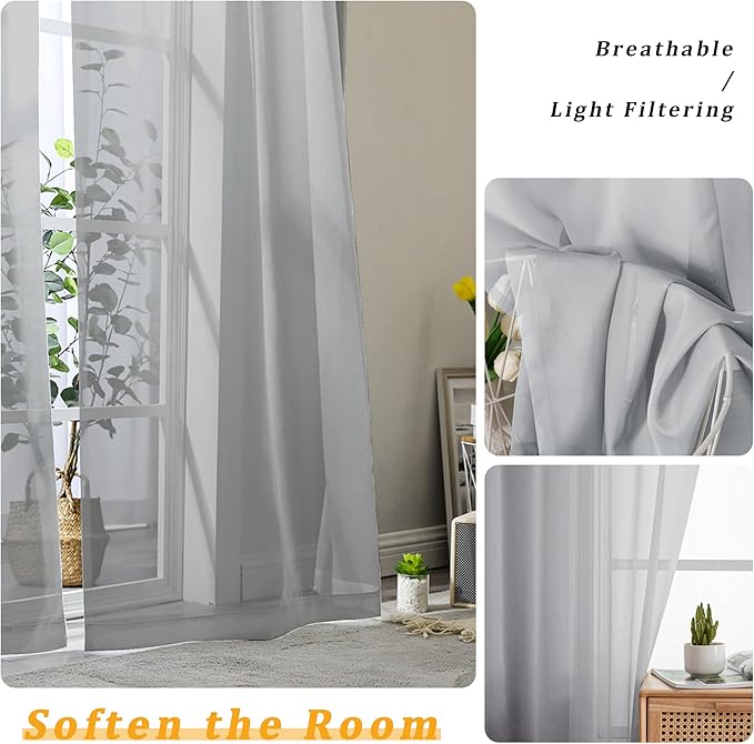 Gwine Light Grey Sheer Curtains - Image 3