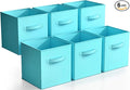 Sorbus Foldable Storage Cubes - 6 Fabric Baskets for Organizing Pantry, Closet, Shelf, Nursery, Playroom, Toy Box, Cubby - 11 Inch Dual Handle Collapsible Closet Organizers and Storage Bins (Aqua)