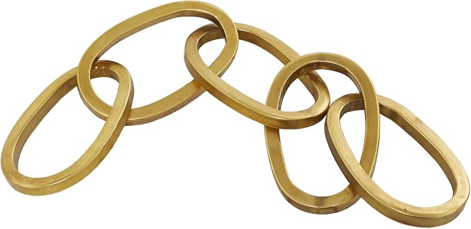 CosmoLiving by Cosmopolitan Metal Chain Decorative Sculpture Home Decor Statue, Accent Figurine 36" x 6" x 3", Gold