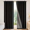 Joydeco Blackout Curtains for Bedroom - 100% Light Blocking 2 Panels Set Black Drapes 42" W x 63" L, Thermal Insulated Room Darkening Curtains, Linen Textured for Living Room, Rod Pocket & Back Tabs