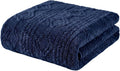 SUPERIOR Fleece Boho Jacquard Blanket, Decorative Blankets for Bedroom, Sofa, Fuzzy, Plush, Fluffy, Soft, Cute Room Decor, Beautiful Cover, Comfort Essentials, Arctic Collection, King, Navy Blue