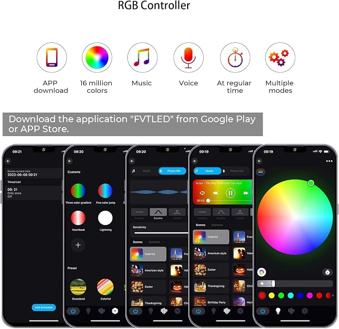 LED WiFi RGBW Controller, Smart for FVTLED RGBW LED Deck Lights | 5 Pin Wireless Controller, Comes With a Remote, Working with Android and iOS System Free App