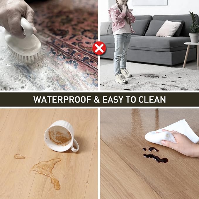 3'x20' Vinyl Runner Rug for Hallway, Clear Waterproof Kitchen Mat for Floor, Non-Slip Plastic Floor Mat for Entryway, Easy Clean Durable Area Mat for Bedroom, Laundry Room