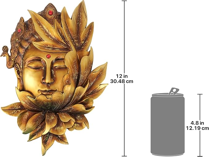 Design Toscano Enlightened Deities Wall Sculptures: Guan Yin, 12 Inch, Gold