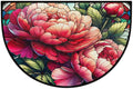 Flower Floral Peony Half Round Door Mat Non-Slip Semi Circle Rug Washable Half Moon Floor Rug Absorbent Bathroom Area Rugs for Outdoor Indoor Fireplace Mat Entryway Kitchen Decor Rugs