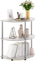 Furinno Frans Turn-N Half Round Console Table with Stainless Steel Tubes, White Oak, 15.6D x 31.1W x 30.8H in | Console Table with Storage Shelf, Narrow Sofa Side, Stainless Steel Tubes, for Living Room, Home Office, Entryway