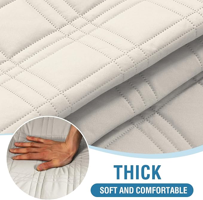 H.VERSAILTEX 100% Waterproof Futon Couch Cover Reversible Sofa Slipcovers Armless Daybed Cover Soft Thicken Sofa Bed Cover for Dog with Adjustable Elastic Strap Non-Slip, French Oak/Beige