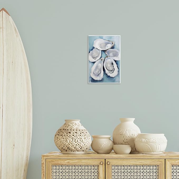 Five Oyster Shells Nautical, 10 x 15 Inch Mounted Print on Wall Plaque | Stupell Industries · By Petal Prints Design · Ready to hang · Perfect for living room · bedroom · office · Made in USA