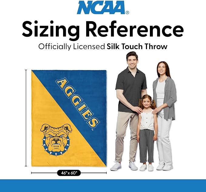Northwest NCAA Silk Touch Throw Blanket, Ultra Soft Plush Polyester, Lightweight Warm Decorative Fan Gift, 46 x 60 in
