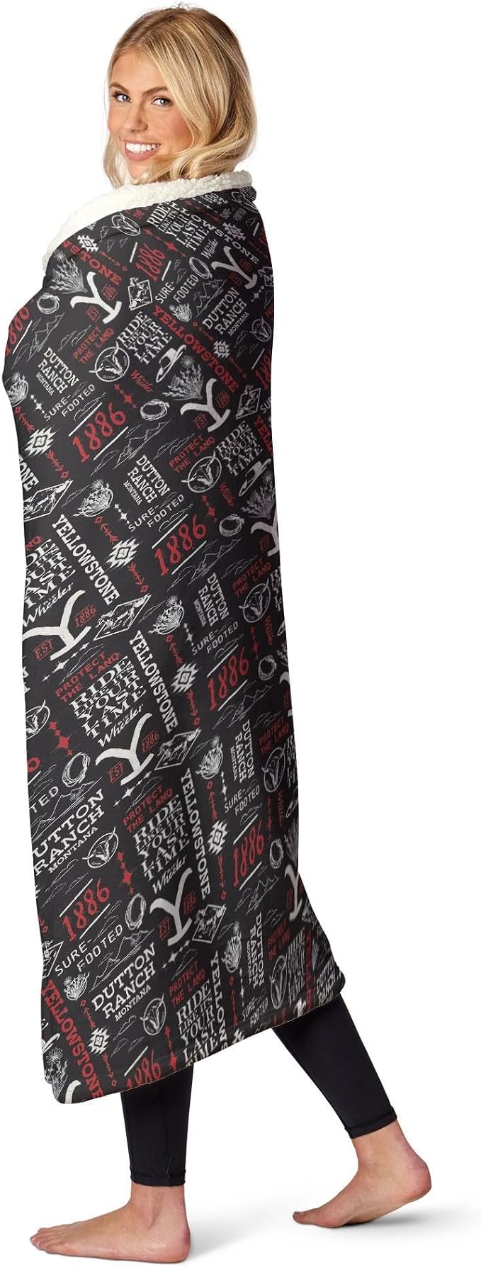 Northwest Yellowstone Silk Touch Sherpa Throw Blanket, 50" x 60", Holiday Ride