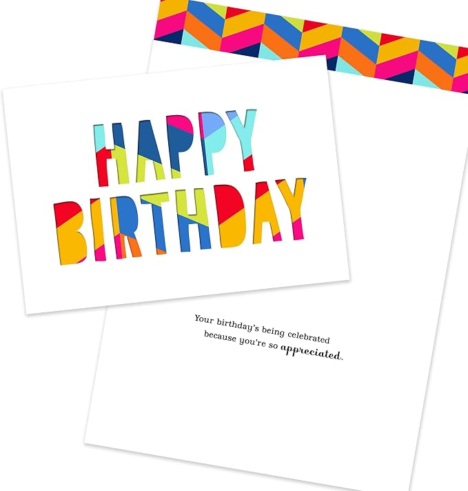 Hallmark Business Bulk 25 Pack Assorted Birthday Cards for Employees & Customers (Celebrated & Appreciated), 5 x 7 Cards, Message Inside, Envelopes Included