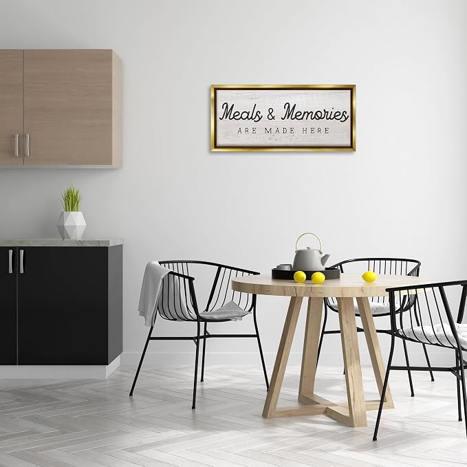Meals and Memories Kitchen Sign, 13 x 30 Inch Canvas in Floater Frame | Stupell Industries · By Lil' Rue · Ready to hang · Rustic charm for kitchen or dining room · Made in USA