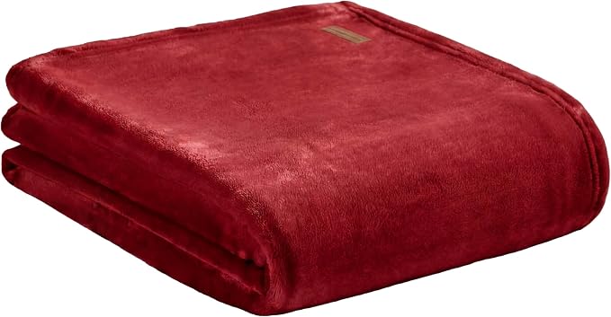 Lucky Brand Solid Plush 50"X70" Throw Blanket, Red- Soft, Cozy, and Timeless Comfort