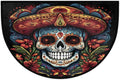 Skull Half Round Doormat Washable Semi Circle Rug Kitchen Outdoor Rugs | Sugar Skull Half Moon Rugs Non Slip Absorbent Entrance Floor Mat for Indoor Outdoor Bathroom Bedroom Fireplace Carpet Decor