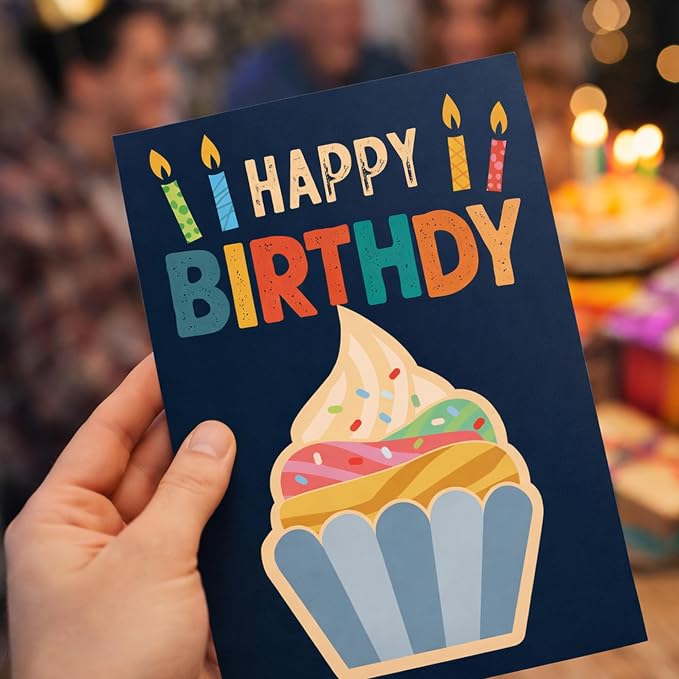 Happy Birthday Cards with Envelopes (Delicious) Bulk 25 Pack of Greeting Cards with Envelopes (5x7 inch - A7) Office, Work, Employees & Clients (B2407) Made in USA
