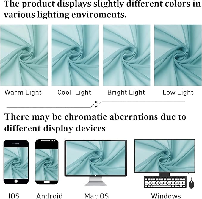 Lecloud Aqua Sheer Curtains for Living Room 96 Inches Long 2 Pcs, Dual Rod Pockets Light Filtering Airy Home Decor Window Curtains for Bedroom, Solid Color Voile Drapes, Each Panel 42" W x 96" L