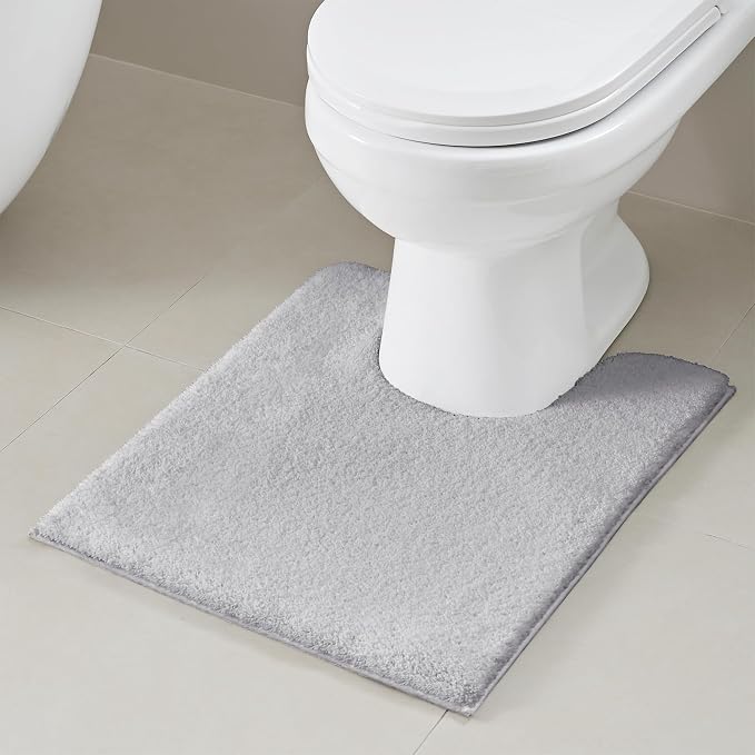 MADISON PARK SIGNATURE Marshmallow Bathroom Rug Non Slip, Luxrurious Plush Bath Mat, Absorbent, Quick Dry, Spa Design Bath Room Décor, 20x24, Grey | Non slip Backing, Spa Quality Luxurious Plush Bath Rug for Bathroom, Quick Dry, OEKO TEX, U Shaped