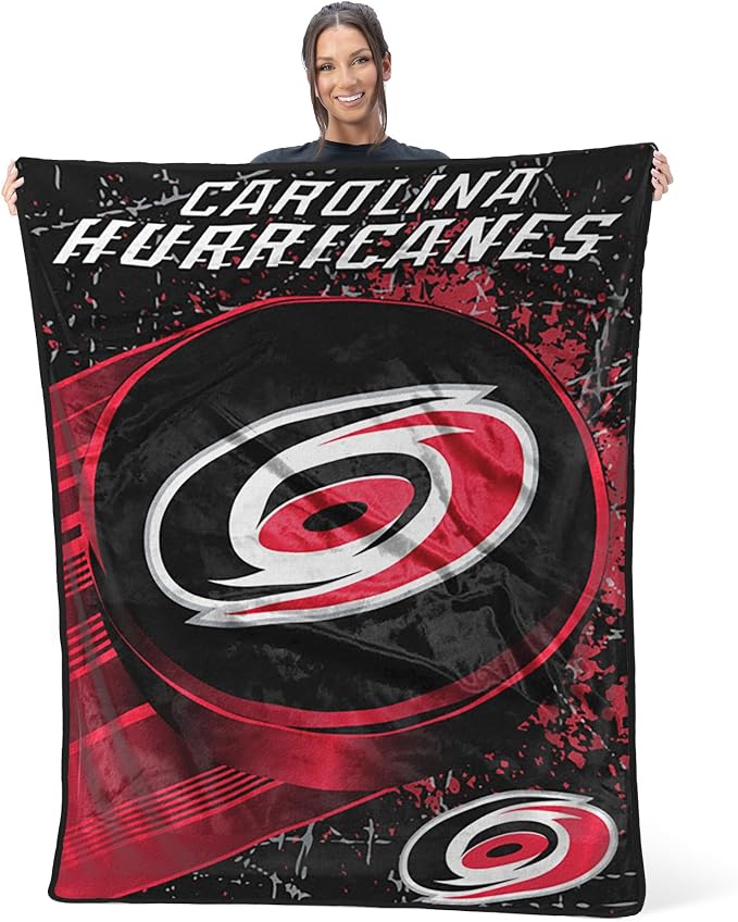 Northwest NHL Carolina Hurricanes Unisex-Adult Micro Raschel Throw Blanket, 46" x 60", Ice Dash