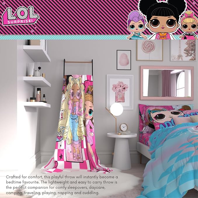 LOL Surprise! Kids Bedding Super Soft Plush Throw Blanket, 46 in x 60 in, (Officially Licensed Product) by Franco