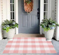 Buffalo Plaid Outdoor Rug 27.5''X 43.3' Pink White Checked Porch Rug Cotton Woven Washable Rug Layering Doormat for Welcome Door Mat Entryway Dining Room Bedroom Living Room
