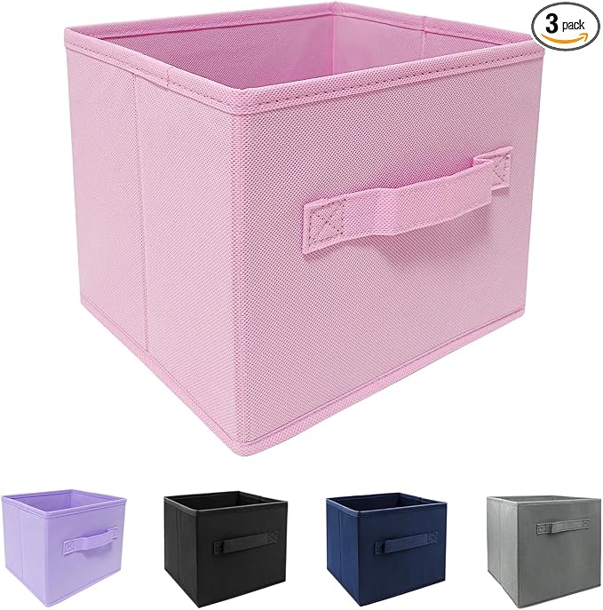 EBIGIC Pink Cube Storage Bins 9.0"x7.5"x7.5" Small Size Fabirc Foldable Closet Toy Organizer Collapsible Cloth
