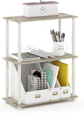 Furinno Turn-N-Tube 3-Tier Compact Multipurpose Shelf Display Rack with Classic Tube, Sonoma Oak/White | Open Shelves Corner Shelf, Book Shelf, for Organization and Storage, Living Room, Garage, Home Office
