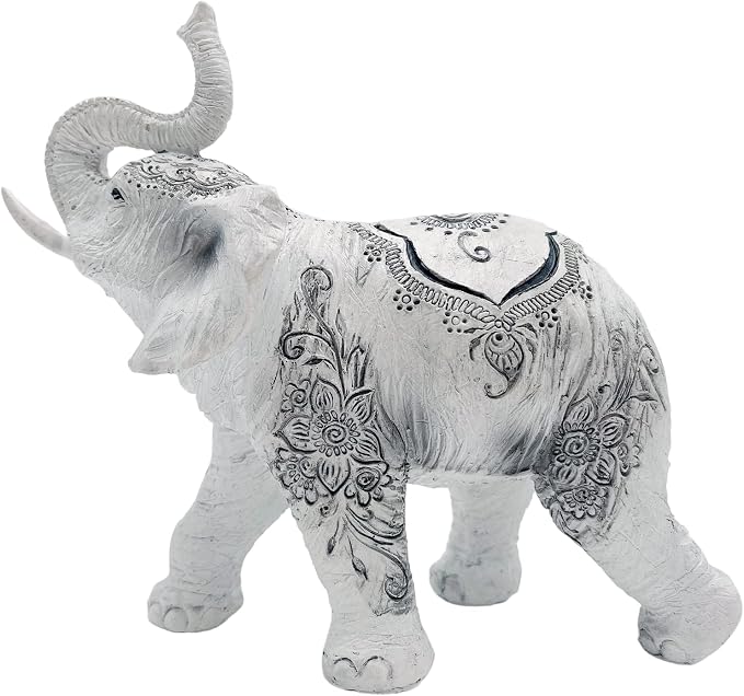 George S. Chen Imports Thai Collectible Statue Figurine Decoration (Trunk up-Thai Elephant, 88246white)
