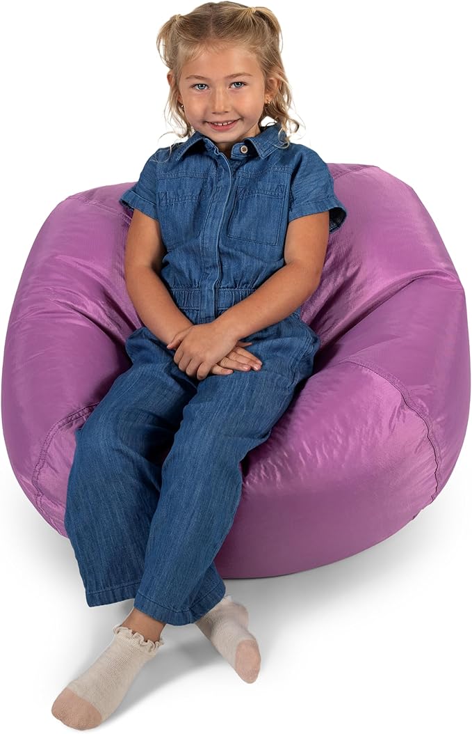 Big Joe Classic Bean Bag Chair for Kids Bedroom and Reading Nook, Easy-Clean Radiant Orchid, Durable Nylon Polyester Blend, 2 feet Refillable | 2 feet, Smartmax Fabric, Polystyrene Bean Filled, Refillable, Nylon Polyester, Safe for Kids Ages 3+, Suppor...