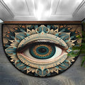Pardick Evil Eye Half Round Doormat Boho Eye Semi Circle Area Rug Non Slip Indoor Outdoor Entrance Half Moon Rug Absorbent Durable Washable Front Floor Mat for Kitchen Bedroom Patio Fireplace Eye Pad