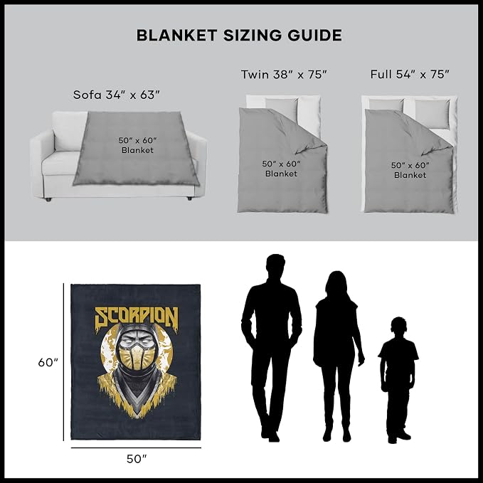 Mortal Kombat Silk Touch Throw Blanket – Scorpion, Ultra-Soft Fleece, Plush & Lightweight, 50 x 60