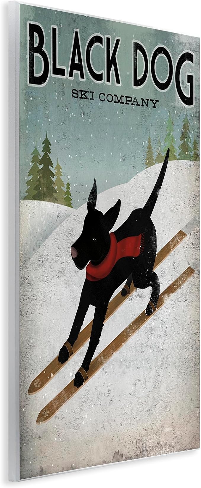 Black Dog Ski Company Skiing, 13 x 19 Inch Mounted Print on Wall Plaque | Stupell Industries · By Ryan Fowler · Ready to hang · Rustic winter charm for home or office · Made in USA
