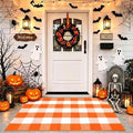Buffalo Plaid Rug 2'4''x 3'7'' Orange and White Front Door Mat Reversible Halloween Doormat Layered Porch Rug Washable Hand Woven Cotton Area Rug for Indoor Outdoor Entryway Patio Porch Decor