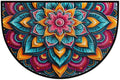 Flower Half Round Door Mat Semi Moon Rug Fireplace Carpet Area Rugs | Colorful Mandala Non Slip Absorbent Half Circle Mat Carpet for Indoor Outdoor Patio Kitchen Bathroom Entryway Home Decor