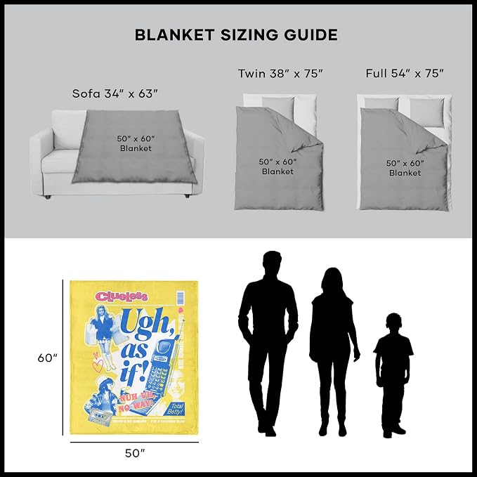 Northwest Paramount Clueless Ugh As If Silk Touch Throw Blanket, Cozy for All Seasons, Lightweight for Couch, Sofa, Boys Girls Bedding, 50x60 Inches