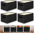 Yinder 4 Pcs Cube Storage Bin Black 14''x10''x8'' Storage Bins for Kids Classroom Decor Colorful Bins Foldable Baskets for Playroom Nursery Organizer Fabric Boxes