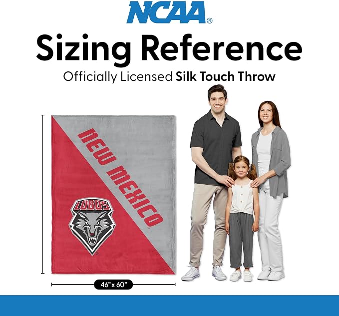 Northwest NCAA Silk Touch Throw Blanket, Ultra Soft Plush Polyester, Lightweight Warm Decorative Fan Gift, 46 x 60 in