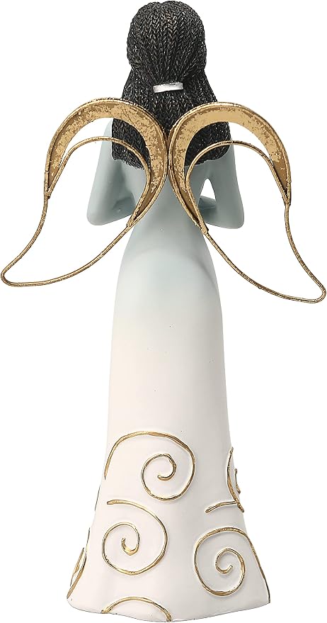 Pavilion Gift Company Friendship Fills Our Heart with Happiness-7.5 Inch African American Bunny Collectible Resin Angel Figurine, White
