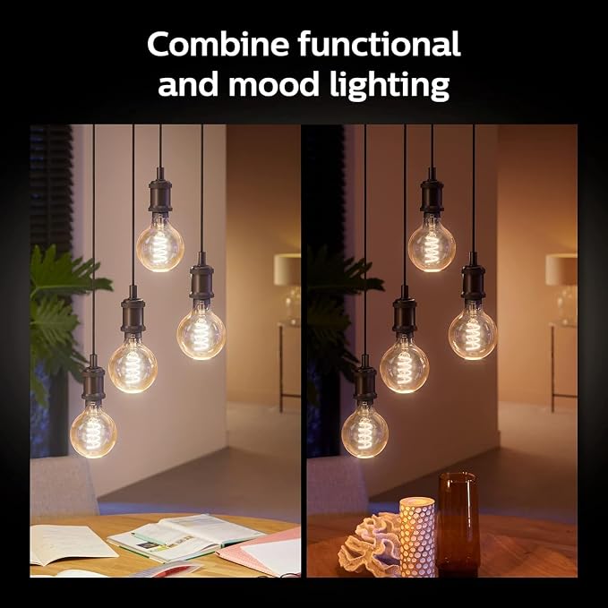 Philips Hue Smart 60W G25 Filament LED Bulb - White Ambiance Warm-to-Cool White Light - 1 Pack - 550LM - E26 - Indoor - Control with Hue App - Works with Alexa, Google Assistant and Apple Homekit