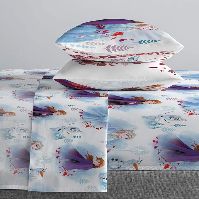 Jay Franco Kids Sheet Set with Fitted, Flat Sheets & Pillow Cover - Ultra-Soft Bedding with Pillowcase for Room Decor, Multi - Frozen, 4 Piece Full