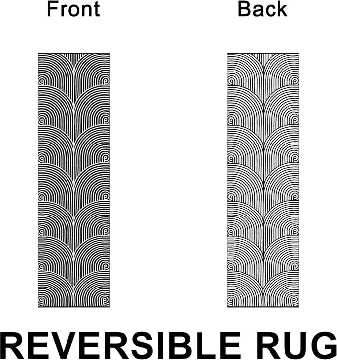 Tiffasea Washable Runner Rug 2'x7' Long Hallway Runner Indoor Outdoor Rugs | Reversible Black Kitchen Runner Cotton Hand-Woven Modern Area Rug Carpet Runners for Bathroom Bedroom Entryway Laundry Room