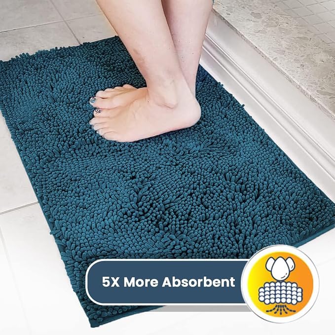 Muddy Mat® | Super Water Absorbent Door Mat Indoor, Microfiber Quick Dry Chenille Entryway Rug,Slip Resistant Front Door Mat,Indoor Mats for Entryway,Machine Washable Pet Rug, Atlantic Blue 2ft x 4ft