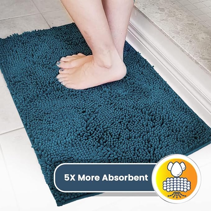 Muddy Mat® | Super Water Absorbent Door Mat Indoor, Microfiber Quick Dry Chenille Entryway Rug,Slip Resistant Front Door Mat,Indoor Mats for Entryway,Machine Washable Pet Rug, Atlantic Blue 30" x 60"