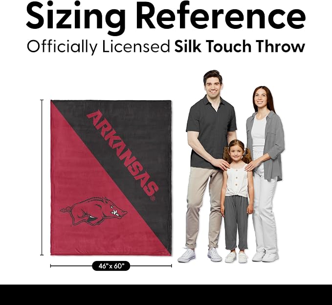 Northwest NCAA Silk Touch Throw Blanket, Ultra Soft Plush Polyester, Lightweight Warm Decorative Fan Gift, 46 x 60 in