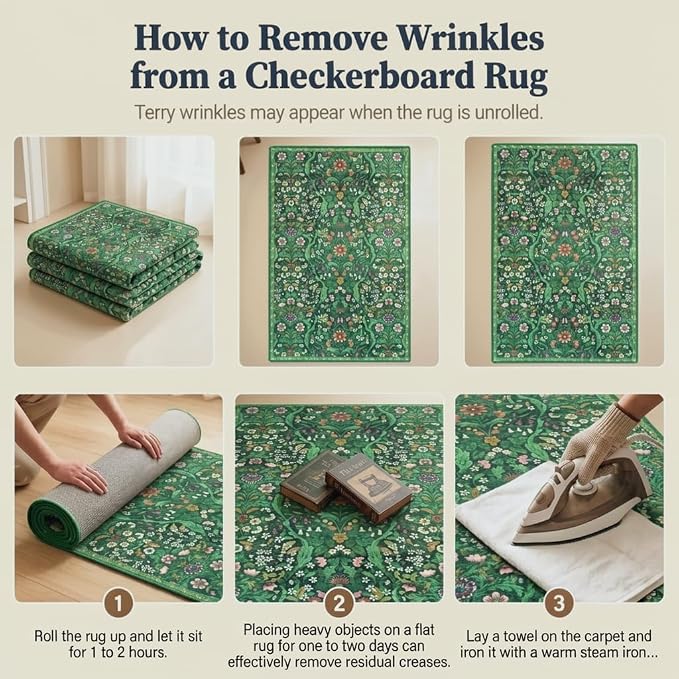 Dark Green Floral Entryway Rug 2x3, Washable Non-Slip Vintage Floral Front Door Mat, Non Slip Ultra Thin Carpet Boho Botanical Print, for Bedroom, Kitchen, Laundry, Indoor Entrance, Home Decor