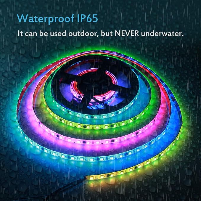 ALITOVE WS2811 12V RGB IC Addressable LED Strip Lights 16.4ft 300LEDs IP65 | with VHB Heavy Duty Self-Adhesive Back, Waterproof Programmable LED Light Strip, 12 Volt Flexible Cuttable Pixel Strip Light