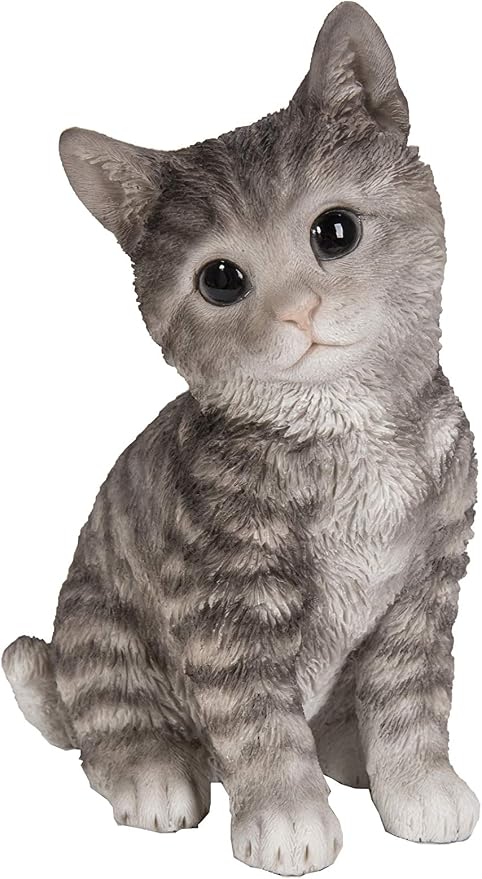 HI-LINE Gift Head-Tilting Grey Tabby Kitten Sitting