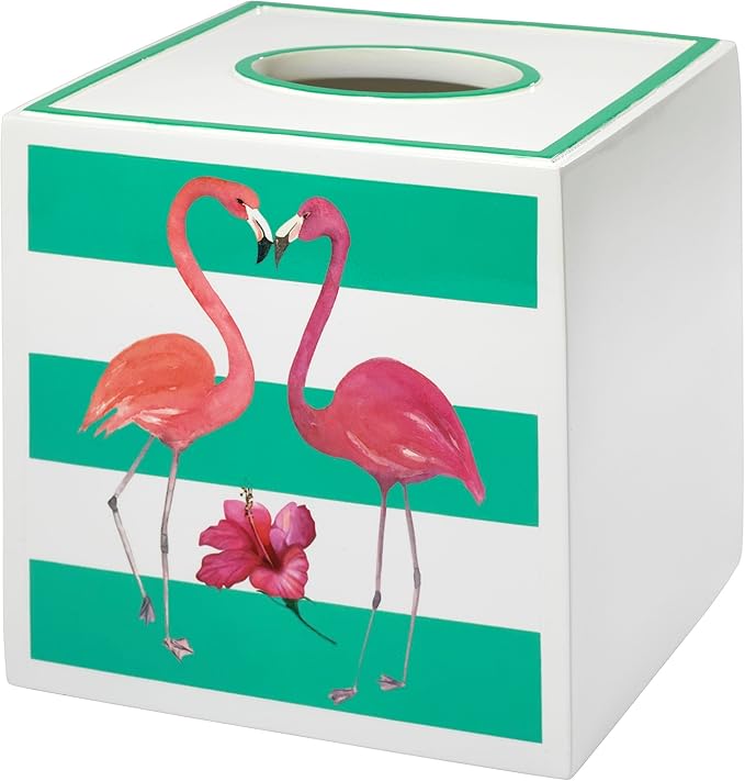 Avanti Linens - Tissue Box Cover, Decorative Countertop Accessories, Resin Home Decor (Flamingo Paradise Collection)