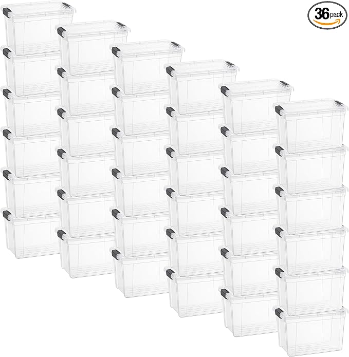 Superio Clear Storage Box with Lid, 8.75 Quart Plastic Container Bins for Organizing, Stackable Crates, BPA Free, Non Toxic, Odor Free, Organizers for Home, Office, School, and Dorm, 36 Pack