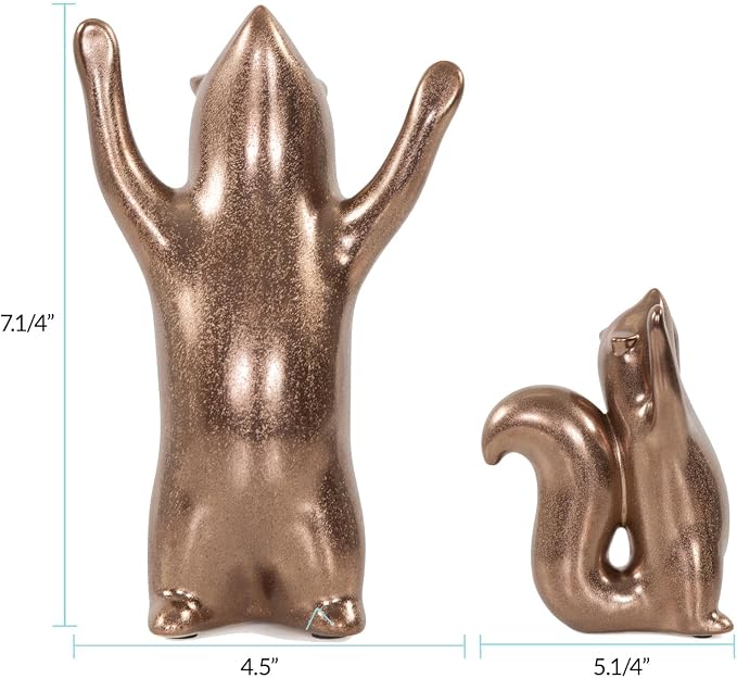 Howard Elliott Collection Chipmunk Sculpture, Antique Brass Ceramic Figurine with Metallic Finish, Decorative Accent for Shelf, Table & Living Room Home Decor Display, 7.25 x 4.5 Inch